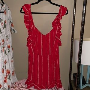 Lush Red embroidered romper large
